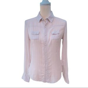 NWT JJ JOE'S JEANS Cream Pink Striped button down shirt top blouse sz XS womens
